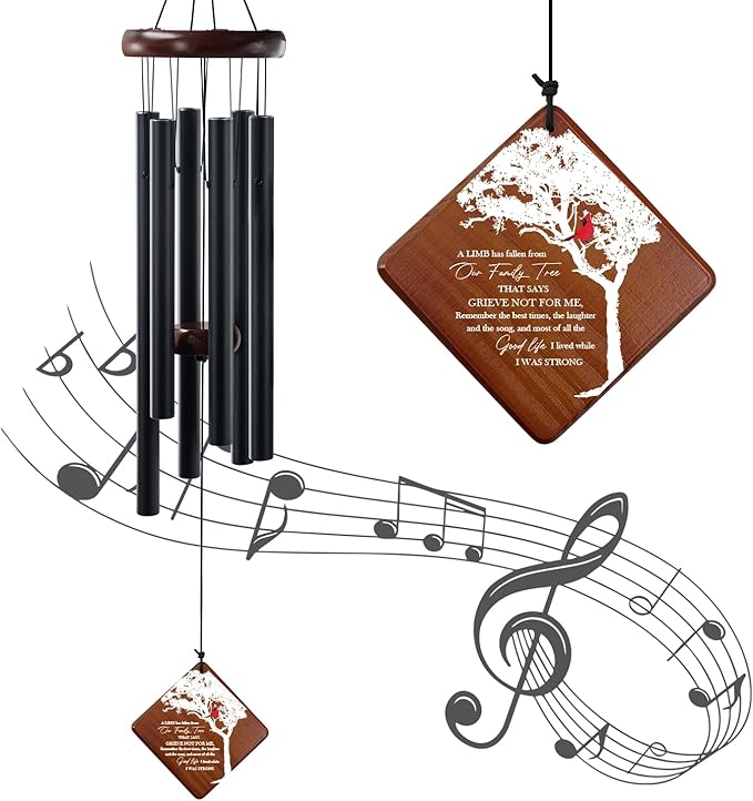 Memorial Wind Chimes for Outside, 36" Sympathy Gifts for Loss of Loved One, Windchimes in Memory of Dad or Mom,Bereavement Outdoor Classic Cardinal Chimes for Garden, Patio Decoration