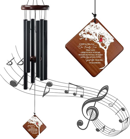 Memorial Wind Chimes for Outside, 36" Sympathy Gifts for Loss of Loved One, Windchimes in Memory of Dad or Mom,Bereavement Outdoor Classic Cardinal Chimes for Garden, Patio Decoration