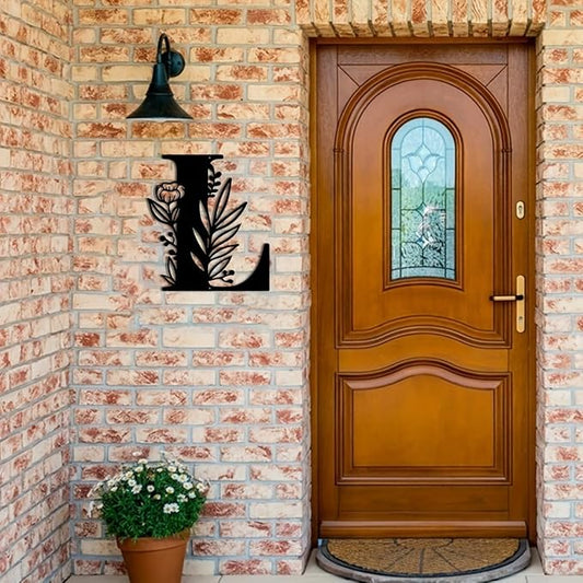 Metal Name Sign,Initial Welcome Letter Monogram Wall Decor,Wall Art Last Name Signs,Garden Door Decor for Outside,Wedding,House Warming Gift,12 inch in Height (Letter L)