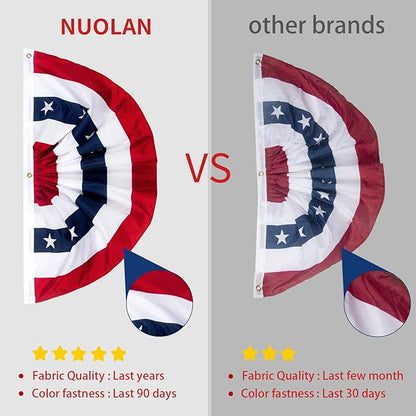 2 x 4 Ft American Bunting Flags Outdoor,US Flag Bunting for Outside, Patriotic Half Fan Bunting Flag Indoor Outdoor for 4th of July Independence Day Memorial Day (Set of 6)