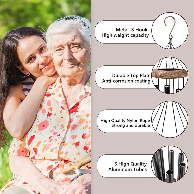 ASTARIN 36“ Personalized red Copper Memorial Wind Chimes for Outside, Metal Sympathy Gifts for Loss of Mother Father Loved One, Bereavement Wind Chime in Memory Gift