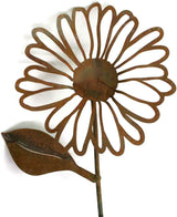 Metal Rustic and Colorful Flower Stakes Ranging from 9.5 to 36 Inches Tall (Daisy Stake 23" Tall, Naturally Rusted)
