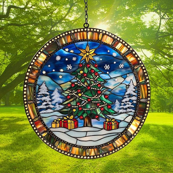 Fantasy Dragon and Books Acrylic Suncatcher Stained Glass Effect Window Car Hanging Christmas Ornament Indoor Outdoor Decor Garden Sun Catcher Panel for Book Lover for Women Mom Grandma