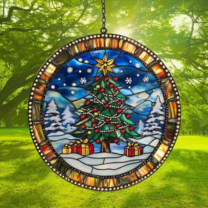 Fantasy Dragon and Books Acrylic Suncatcher Stained Glass Effect Window Car Hanging Christmas Ornament Indoor Outdoor Decor Garden Sun Catcher Panel for Book Lover for Women Mom Grandma