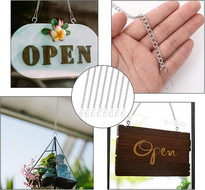 8 Pcs 20 Inch Window Hanging Chain for Stained Glass, 304 Stainless Steel Picture Hanging Chain with Hooks Decorative Chains for Hanging Suncatcher Crystals Window Art Outdoor Walls Gardens Kitchens