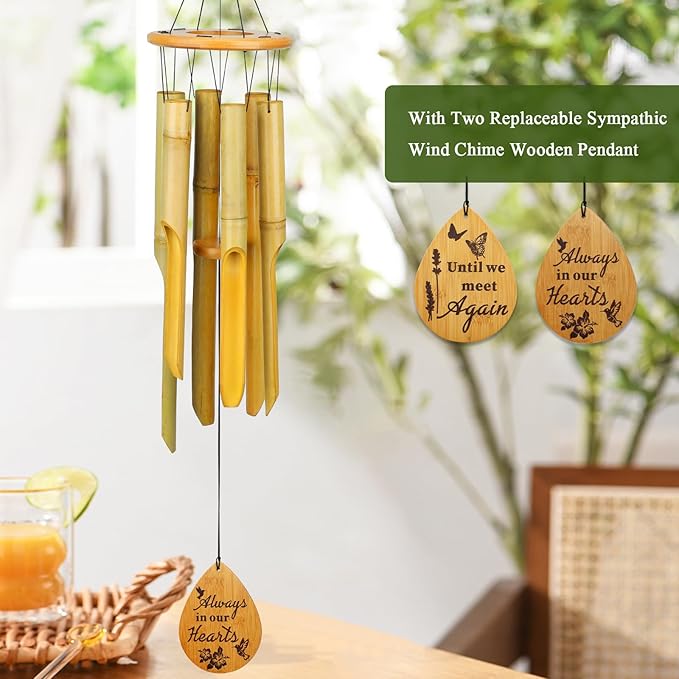 Afirst Bamboo Wind Chimes, 37.5" Wooden Wind Chimes for Outside Valentine's Day Gift Memorial Sympathy Gift for Memory of Loss of Love One,for Garden, Patio, Home or Outdoor Decor