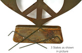 Peace and Heart Staked Signs or Wall Art Rustic or Powder Coated Finishes (Peace Heart XL on Flat Base 24", Naturally Rusted)