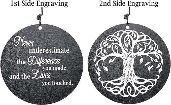 Retirement Wind Chime, Tree of Life, Inspirational Retirement Gifts for Men, Women, Teacher, Co-Worker, Employee, Nanny, Nurse (Black), NXW#303