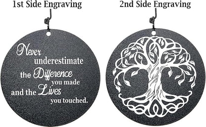 Retirement Wind Chime, Tree of Life, Inspirational Retirement Gifts for Men, Women, Teacher, Co-Worker, Employee, Nanny, Nurse (Black), NXW#303
