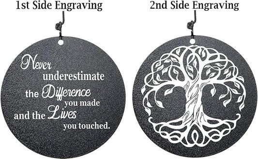 Retirement Wind Chime, Tree of Life, Inspirational Retirement Gifts for Men, Women, Teacher, Co-Worker, Employee, Nanny, Nurse (Black), NXW#303