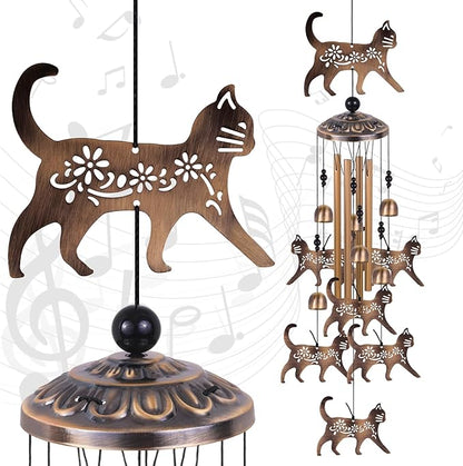 Cats Wind Chimes for Outside/Indoor/Garden/Home/Balcony/Lawn/Tree/Yard/Garden Decoration, Retro Wind Catcher, Hang Cat Decor, Blessing Wind Bells, Memorial WindChimes Gifts for Mom, Grandma, Woman