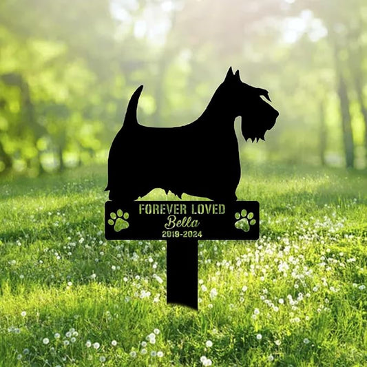 Custom Scottish Terrier Dog Metal Memorial Garden Stake Personalized Pet Grave Marker Name Sign Remembrance Stake Decor Sympathy Dog Loss,Outdoor Statues for Yard Garden Lawn Patio Pathway Grave.