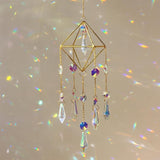 DEMIUKO Crystal Suncatcher, Suncatchers for Windows Hanging Prism Rainbow Maker Suncatchers with Crystals Indoor Outdoor Home Garden Decor for Birthday Thanks Giving Christmas(Rhombus)