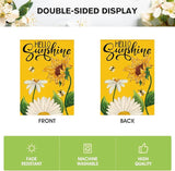 AVOIN colorlife Daisy Sunflower Hello Sunshine House Flag 28x40 Inch Double Sided, Summer Seasonal Holiday Burlap Yard Outdoor Decoration Yellow