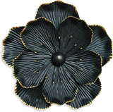 Metal Flower Wall Art Decor, 9" Rustic Modern Floral Sculpture, Distressed Iron Wall Hanging Home Decoration Accent Artworks for Indoor Kitchen Bedroom Living Office Outdoor Garden Patio (35C-Black)