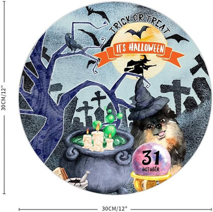Retro Metal Sign 12"x12",Happy Halloween Scary Night Grave Witch Bats Trick Or Treat Dog Aluminum Tin Metal Sign for Home Living Room Bedroom Garden Farm Patio Decor Wall Art Poster
