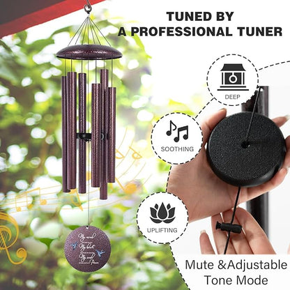 ASTARIN 36" Large Deep Tone Personalized Sympathy Wind Chimes, Memorial Wind Chime for Loss of Mother Father Loved One, Hummingbird Bereavement Gifts Decor Outdoor Patio Garden, Produced in USA