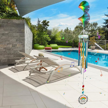 Aoedelyart Wind Chimes for Outside,30in Wind Chimes Spinner with Crystal Create a Rainbow Effect,Windchimes Outdoors Garden Decor,Colorful Patio Backyard Porch Ornaments,Crystal Gift for Women Mom Men