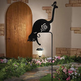 Cat Solar Lights Outdoor Garden, Black Cat Garden Statue,Black Cats Outdoor Decorations with Solar Lantern