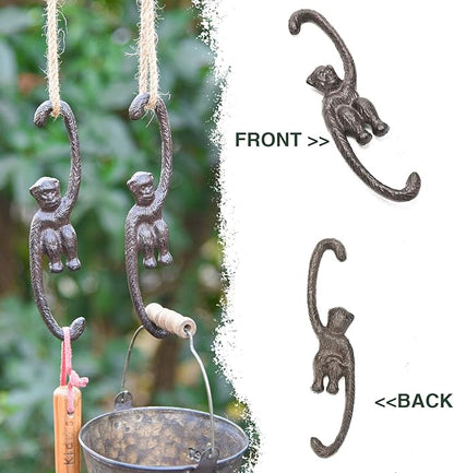 Sungmor Cast Iron Plant Hangers, 2PC Monkey Hooks, 7.9 Inch Large S Planter Hanger, Ceiling Extender Hooks for Hanging Plants, Flower Basket, Plant Pot, Macrame Plant Holder, Lantern, Windchime