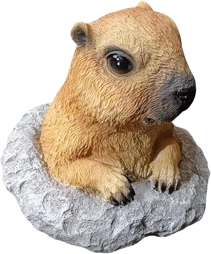 Garden Statues Bothyi Garden Groundhog Statue Lawn Ornament Collectibles Cute Yard Art Sculpture Resin Animal Figurine for Flowerpot Outside Garden Yard Ornaments Decor