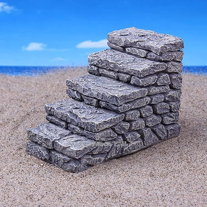 MAOMIA 2 Pcs Miniature Stone Steps Figurines Fairy Garden Ornaments, Miniature Garden Stairs Accessories Micro Landscape Decoration(2.6 inch)