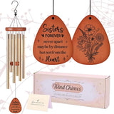 Sister Gifts Wind Chimes - Waterproof Metal Windchimes with Card Indoor Outdoor Hanging Decor for Garden Patio Yard Balcony Backyard Porch Home Christmas New Year Birthday Gift from Sisters