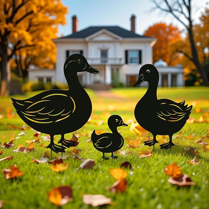 WACLSTDAY Duck Metal Decorative Garden Stakes Duck Gifts for Women/Men,Black Ducks Silhouette Statues for Garden Decor, Yard Art, Lawn, Pathway, Patio,Outdoor