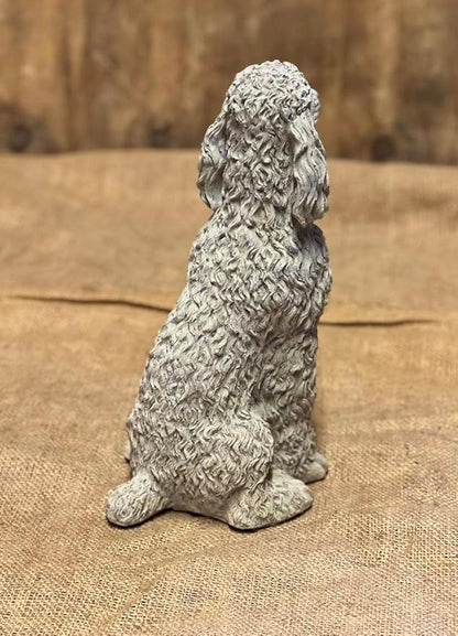 Stone Sitting Poodle Statue Concrete Resting Poodle Dog Figurine Porch Dog Memorial Sculpture