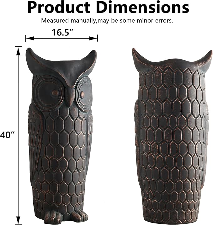 Wallowa 40 Inches Tall Large Outdoor and Indoor Statue, Garden Sculptures, Faux Stone Owl Sculpture, Garden Decoration, Large Statue for Living Room, Tall Standing Sculpture for Home, Porch, Backyard