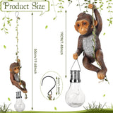 Solar Powered Outdoor Monkey Statue Gift 7.48''H Resin Waterproof Solar Monkey Hanging Figurine Lantern Chimpanzee Baby Monkeys Climbing 19.68" Vine with Hook for Yard Garden Wall Tree Decoration Gift