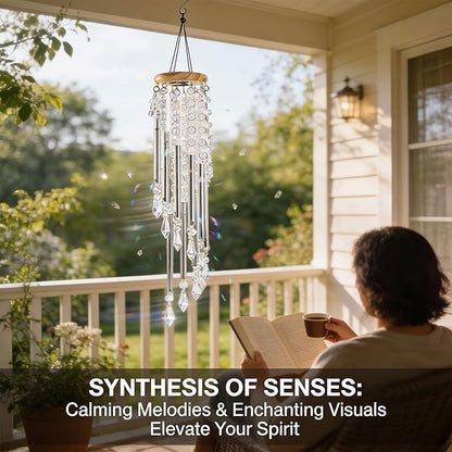 Crystal Wind Chimes - Glass Wind Chimes for Outside, Outdoor Crystal Suncatcher with Tuned Tubes, Reflective Windchimes Outdoors Unique, Hanging Prism Rainbow Maker Chandelier Home Decor (Snowflake#2)