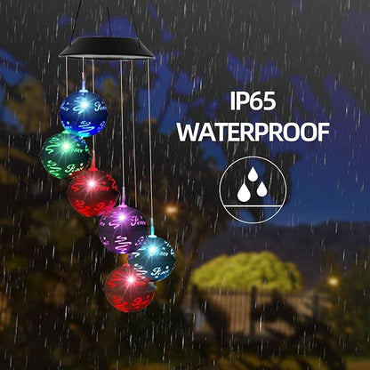 Christmas Solar Wind Chimes for Outside, Color Changing Ball Christmas Decorations Wind Chimes Outdoor Solar Hanging Lights for Garden Yard Patio Party, New Year Birthday Gifts for Mom Women Grandma
