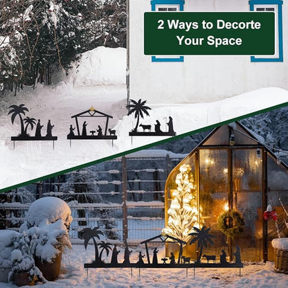 hogardeck Nativity Scene Outdoor, 48" 3 Pcs Metal Nativity Scene Decorative Garden Stakes for Outdoor Christmas Decorations, Holy Family Manger Scene Nativity Sets Yard Signs for Garden Lawn Patio