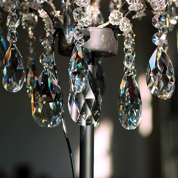 10pcs 76mm Teardrop Chandelier Crystals, Clear Crystal Chandelier Prisms Pendants Parts Connected Glass Octagon Beads Hanging Garland Decoration