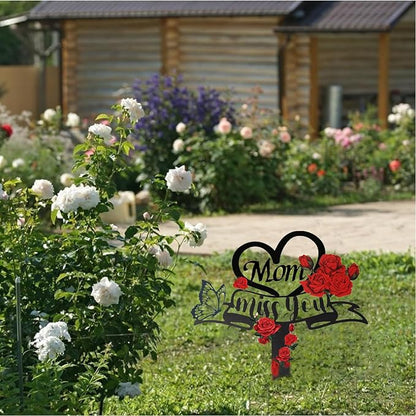 Memorial Plaques Stake Grave Decorations for Cemetery Metal Grave Plaque Markers Sympathy Waterproof Grave Stake Cemetery Decor for Mom Outdoors Garden Personalized