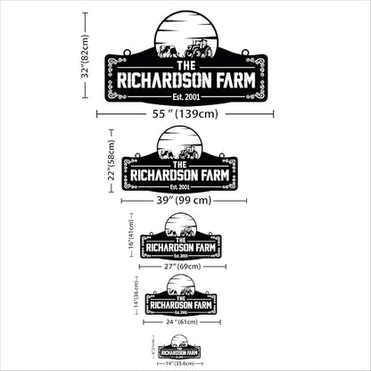 Personalized Metal Farm Sign, Customized Family Name Ranch Sign, Large Last Name Sign for Farmhouse Decoration, Outdoor Farm Wall Art, Welcome Sign, Entrance Gate Sign, Farm Lovers Gift, Garden Decor