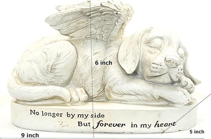 Bellaa 29691 Memorial Dog Statue with Angel Wings - 10” Golden Retriever Garden Grave Marker - Pet Memorial Stone Tribute Sculpture