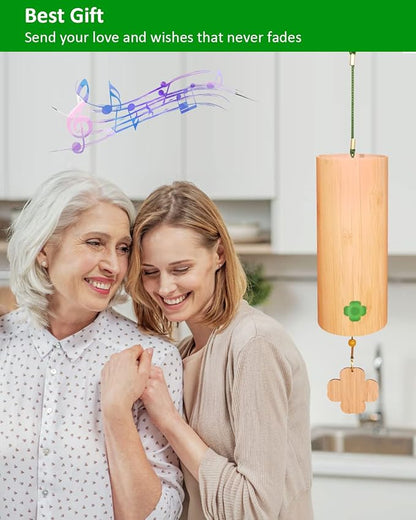 Bamboo Wind Chimes Chime for Sound Healing Meditation and Calming Emotions Classic Home Decoration Good Gift for Family Friends (C-Chord) Green Rope