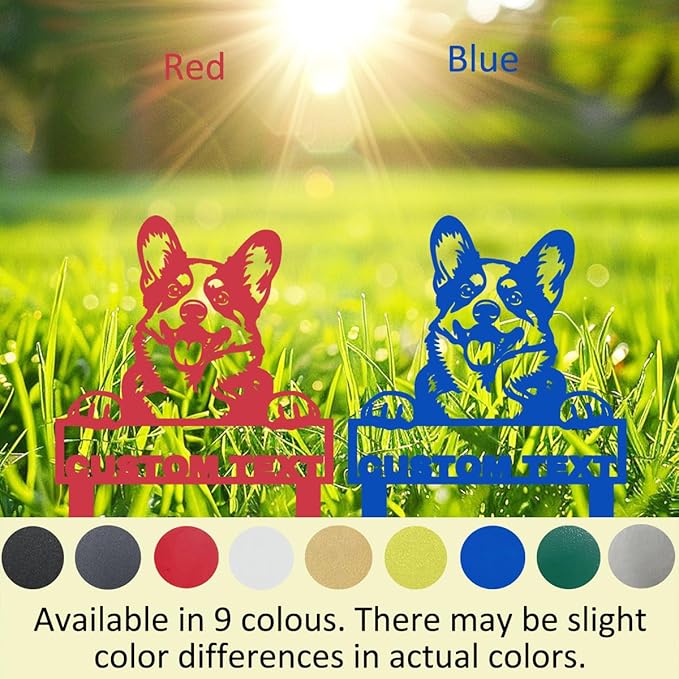 Custom Funny Corgi Garden Sign Yard Stakes, Personalized Metal Dog Garden Decor Name Signs for Outside, Customized Lawn Patio Dog House Decorative Signs Plaque Pet Gardening Decor Gifts