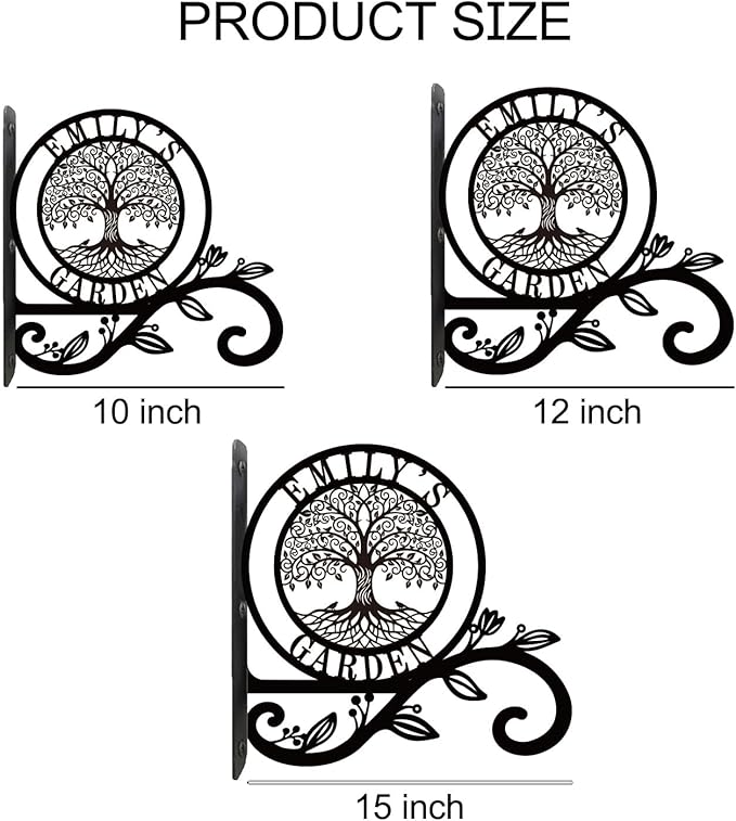 Personalized Tree of Life Metal Plant Hanger Custom Name Wall Hook for Hanging Plants Flower Basket Bird Feeder Wind Chime Garden Porch Outdoor Indoor Farmhouse Decor Mothers Day Housewarming Gift
