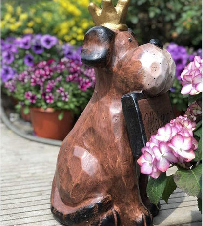Outdoor Statue Garden Sculpture Garden Dog Sculpture, Garden Decoration, Retro Cute Welcome Card Dog Animal Decoration Lawn Outdoor Landscape Landscaping Sculpture Gift