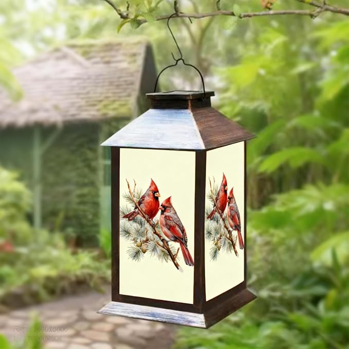 Cardinal Lantern, Lover Gifts for Mom/Grandma/Women/Sister,Solar Light Gifts Solar Lanterns Outdoor Waterproof Fairy Lights Led Mason Jar Hanging Cat Lamps Decor for Garden Yard Patio