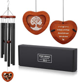 32" Wind Chimes for Outside with Heart Photo Holder, Aluminium Sympathy Wind Chimes Suitable for Outdoor, Garden, Patio Decoration, Sympathy Chime for Loss of Loved One, Friend, Pet Memorial - Black