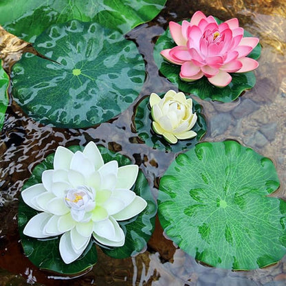 Artificial Floating Lotus Flower for Pond Decor 6 Pack of Water Lily