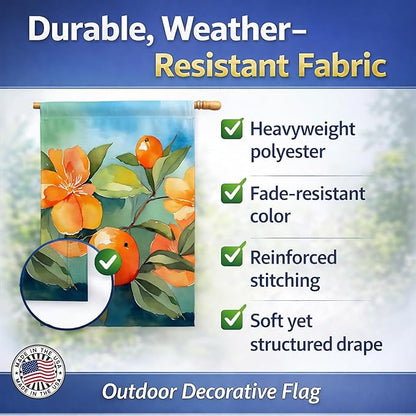 Caroline's Treasures Florida Orange Blossom in Watercolor House Flag Large Porch Sleeve Pole Decorative Outside Yard Banner Artwork Wall Hanging, Polyester, House Size, Multicolor