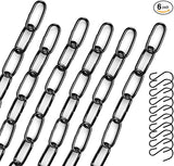 10 Inch Black Hanging Chains with Hooks, Garden Plant Hangers for Hanging Bird Feeders, Billboards, Chalkboards, Basket, Planters, Lanterns, Wind Chimes and Decorative Ornaments Etc-6Pack