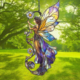 Fairy Acrylic Suncatcher Stained Glass Effect Window Car Hanging Christmas Ornament Indoor Outdoor Decor Garden Sun Catcher Panel for Acrylic Suncatcher Lover for Women Mom Grandma