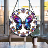 Butterfly Suncatcher Stained Glass Window Hanging - 8″ Handmade Colorful Rainbow Suncatchers for Windows Hanging - Sun Catchers Wall Decor Glass Panel - Christmas Birthday Gifts for Women Men Mom