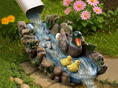 Mallard Duck Splash Block Gutter Downspout Extensions Outdoor Statue Garden Decoration, 13.4" L x 6.3" W Larger Gutter Downspout Decorative Garden Statues Rain Concrete Pond Accessory, Gift for Mom